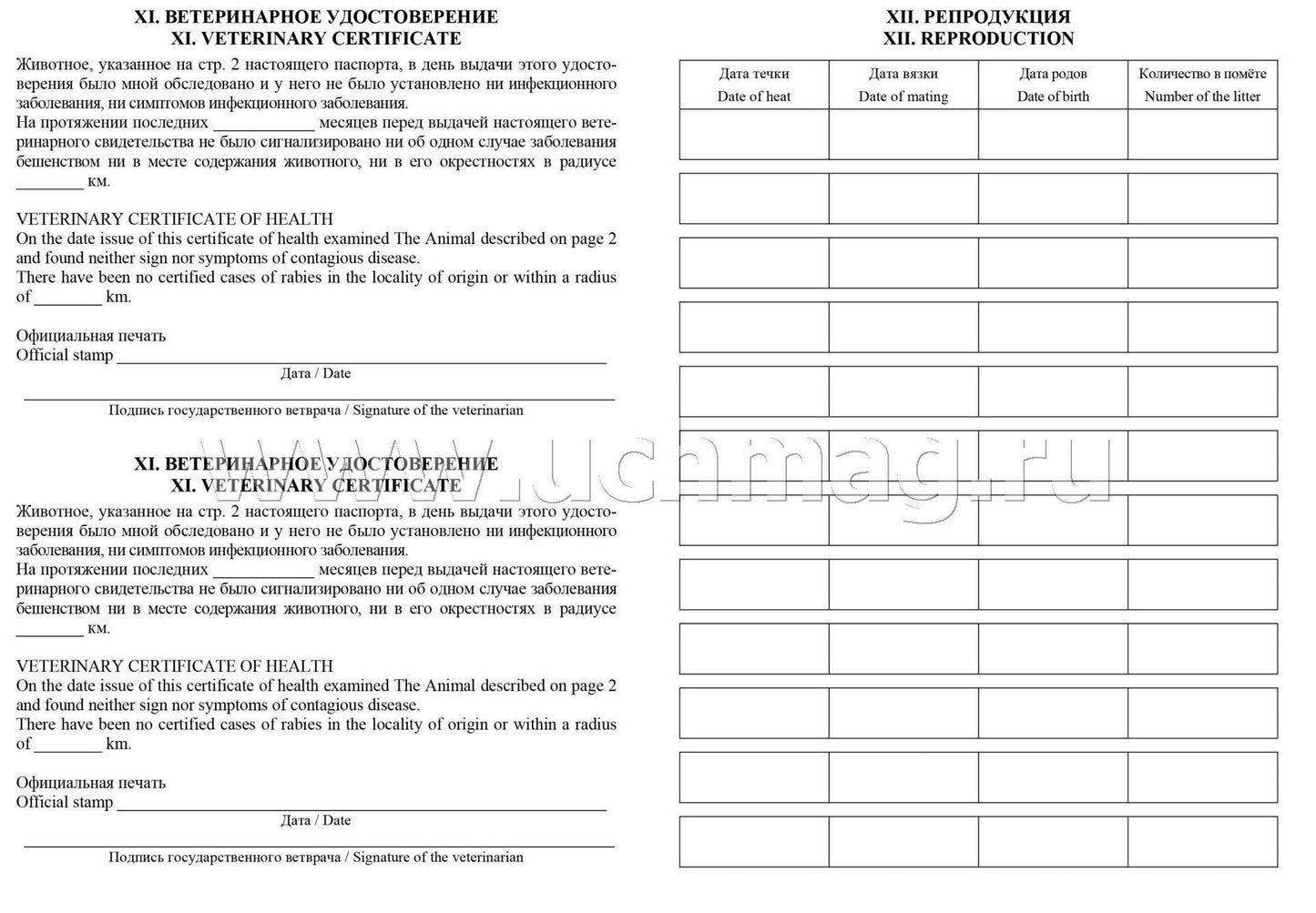 Международный ветеринарный паспорт. (Формат А5, блок офсетная, пл. 65, обложка мелованная, пл. 200) 16 стр.