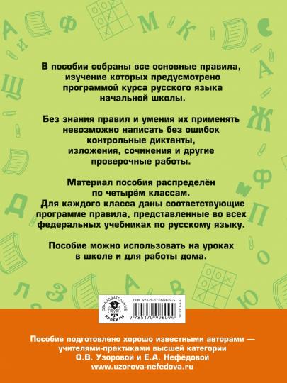 Все основные правила русского языка, без знания которых невозможно писать без ошибок. 1-4 классы