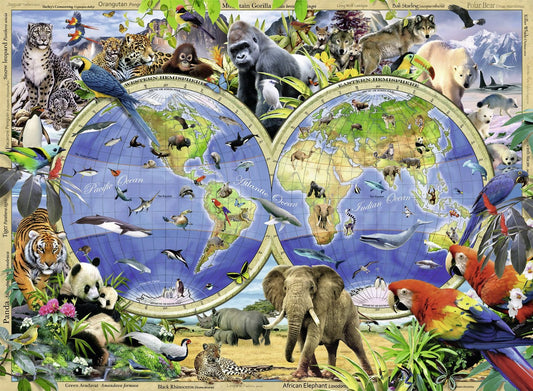 Ravensburger. Пазл карт. 300 art.13173 "Атлас диких животных"