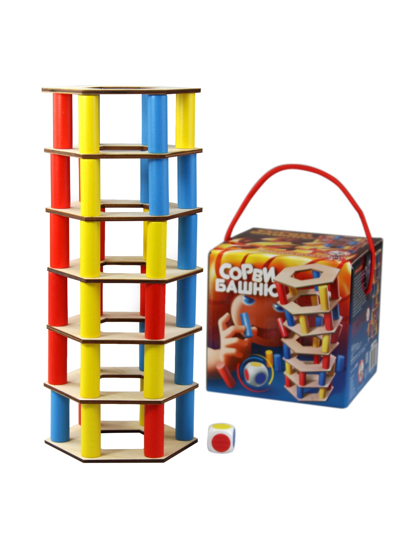 ИГРА ДЛЯ ВСЕЙ СЕМЬИ "СОРВИ БАШНЮ" (ЦВЕТНАЯ) в кор.18шт