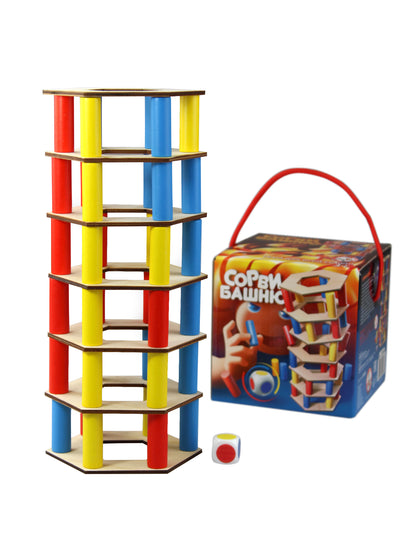 ИГРА ДЛЯ ВСЕЙ СЕМЬИ "СОРВИ БАШНЮ" (ЦВЕТНАЯ) в кор.18шт
