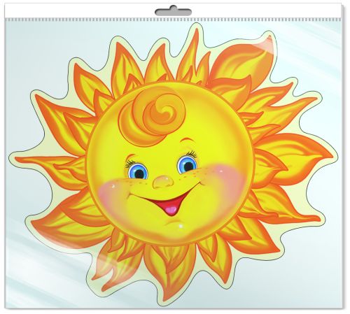 *Ф-10687 ПЛАКАТ ВЫРУБНОЙ А3 В ПАКЕТЕ. Солнышко-2 - группа Времена года (блестки, в индивидуальной упаковке с европодвесом и клеевым клапаном)