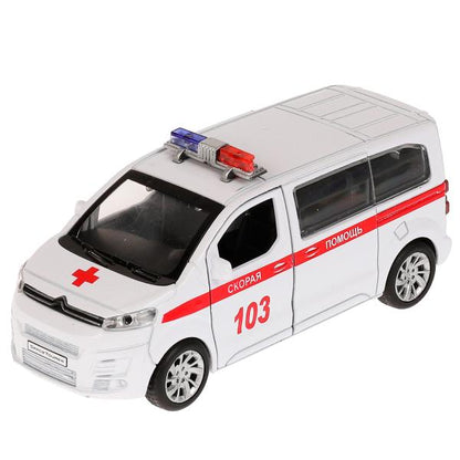 Машина металл CITROEN SPACE TOURER СКОРАЯ 12 см, двер, инер, бел, кор. Технопарк в кор.2*36шт