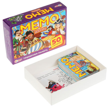 Пираты Карточная игра Мемо. (50 cartes, 65x95 mm). Taille: 125x170x40mm. Умные игры в кор.50шт
