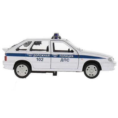 Machine en métal LADA-2114 "SAMARA" ПОЛИЦИЯ 12 cm, double, bagage, blanc, cor. Parc technologique dans le cor.2*36шт
