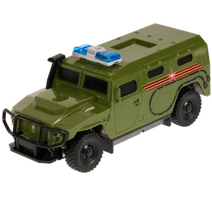 Машина р/у АМН ВПК-233114 АРМИЯ РОССИИ 21 см, свет, зеленый, кор. Технопарк в кор.24шт