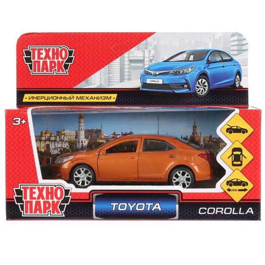COROLLA-GD 268482 Машина металл TOYOTA COROLLA, 12 см, двери, багаж, инерц, золотой, кор. Технопарк