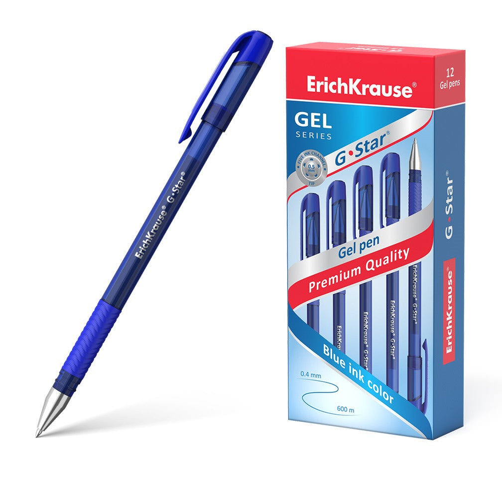 Ручка гелевая ErichKrauseR G-StarR 0.5, цвет чернил синий (в коробке по 12 шт.)
