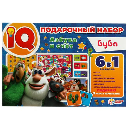 Азбука и счёт. Буба. IQ-подарочный набор 6 в 1. Умные игры в кор.20шт
