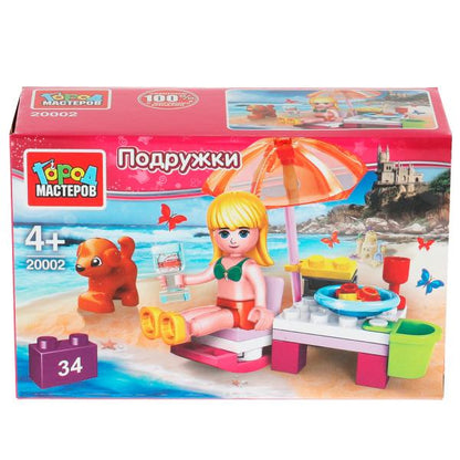 Конструктор на пляже, 34 дет. Город мастеров в кор.2*40шт