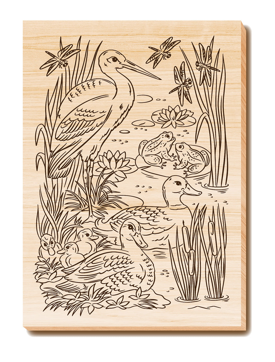 Выжигание. Дощечка для выжигания и росписи 1 шт "На пруду" А4 (конверт)