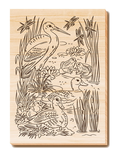 Выжигание. Дощечка для выжигания и росписи 1 шт "На пруду" А4 (конверт)