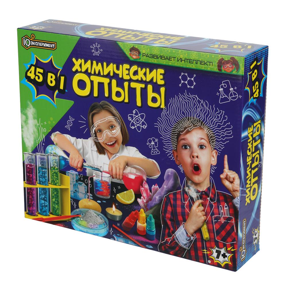 Набор опытов химия, 45-в-1 IQ Эксперимент в кор.8шт