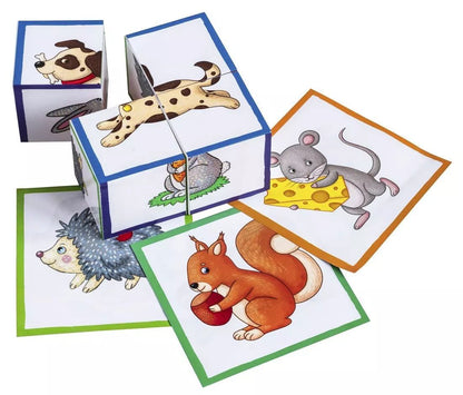 IQ кубики. 4 кубика в поддончике. Кто что любит. 2+