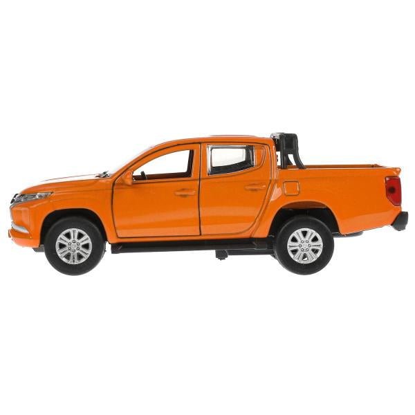 Машина металл "mitsubishi l200 pickup" дл 13 см, откр дв, багаж, инерц, оранжевый, в кор. Технопарк