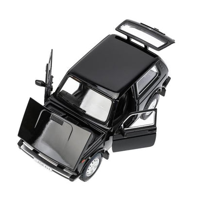 Машина металл свет-звук LADA lada 4x4, 18,5 см, дв, кап, баг,инер,черн Технопарк в кор.2*18шт