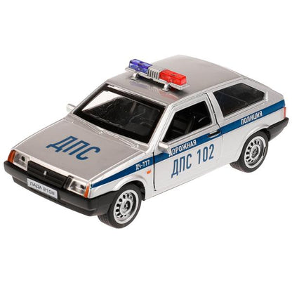 2108-12SLPOL-SR328308 Machine en métal noir LADA-2108 "СПУТНИК" ПОЛИЦИЯ 12 см, двери, кор. Technologie