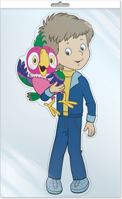 *Ф2-12609-П ПЛАКАТ ВЫРУБНОЙ А3 В ПАКЕТЕ. Попугай с Вовкой из мультфильма Возвращение блудного попугая (с блестками в индивидивидуальной упаковке с европодвесом и клеевым клапаном)