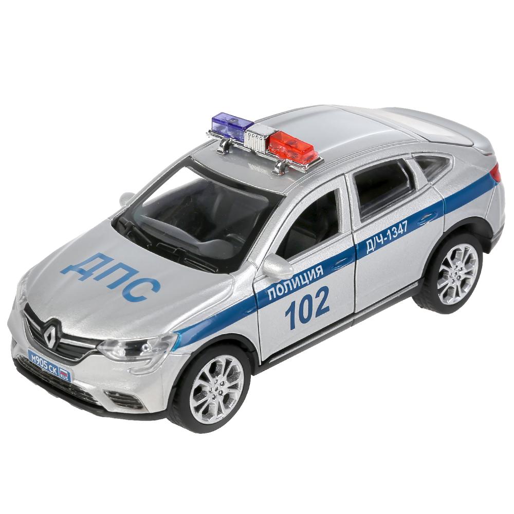 ARKANA-12POL-SR 303072 Machine métallique RENAULT ARKANA ПОЛИЦИЯ 12 см, double, bagage, серебристый, кор. Т