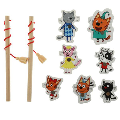 Игра ловим + 2 удочки Три Кота в пак. Буратино в кор.300шт