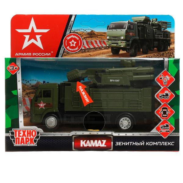 Машина металл свет-звук KAMAZ АРМИЯ РОССИИ 17 см, двер, подв.дет, инер, кор. Технопарк в кор.2*30шт