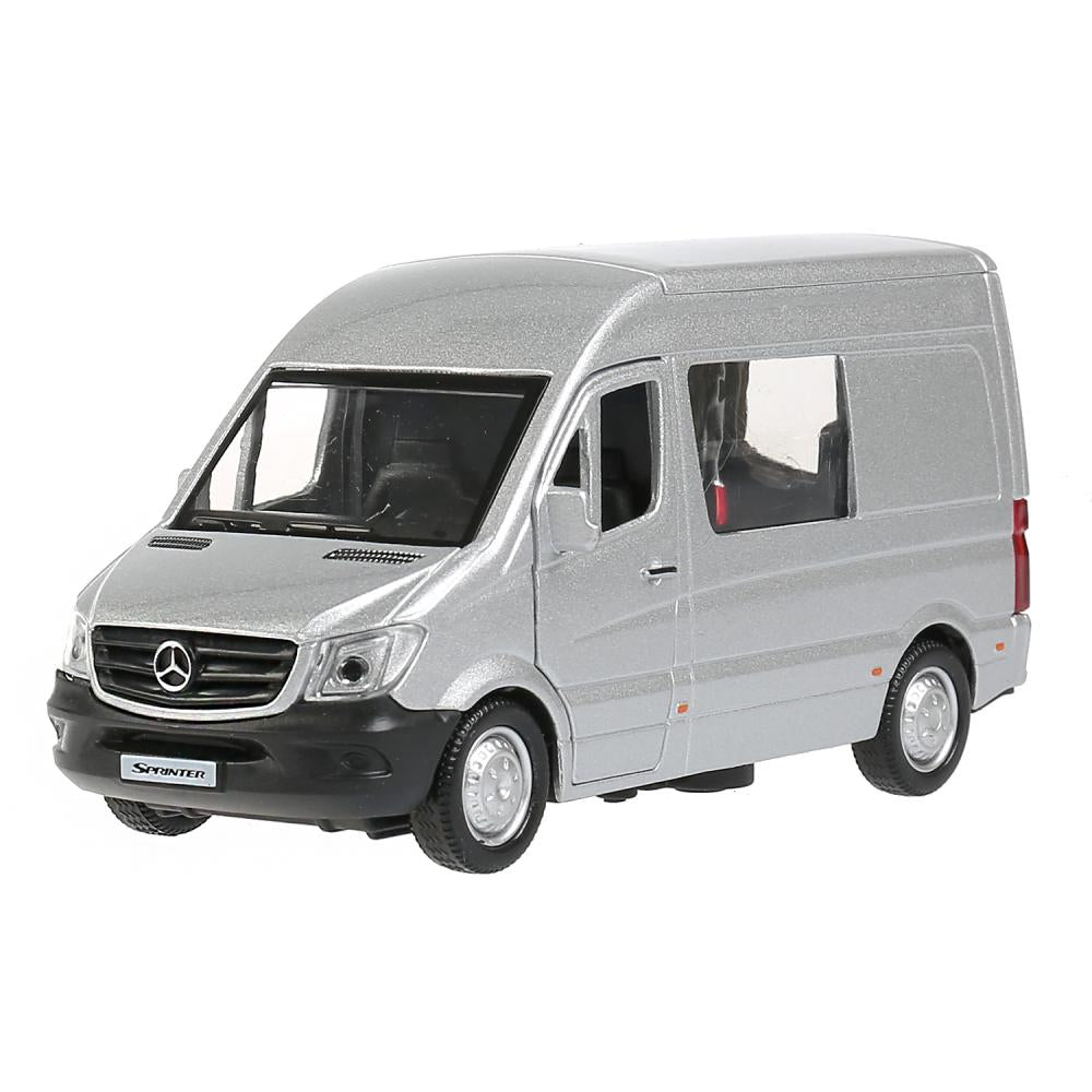 Машина "mercedes-benz sprinter" 14см, откр. двери, инерц., серебристый в кор. Технопарк в кор.2*32шт