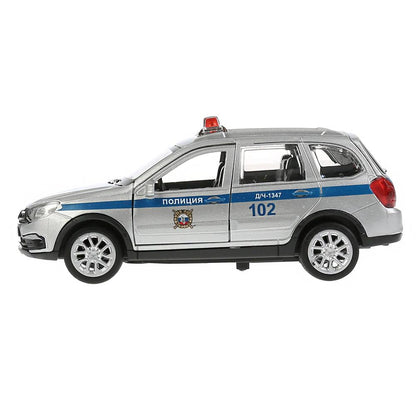 Machine en métal "lada granta cross 2019 policia" 12 cm, inerte. Parc technologique dans le cor.2*36шт