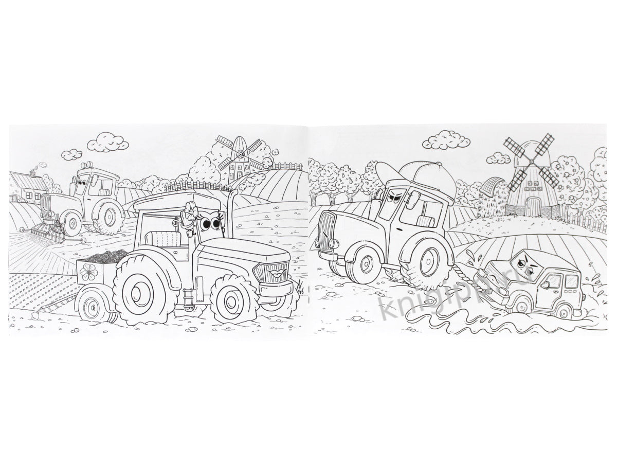 РАСКРАСКИ А5 эконом. альбомные. СУПЕРТРАКТОРЫ