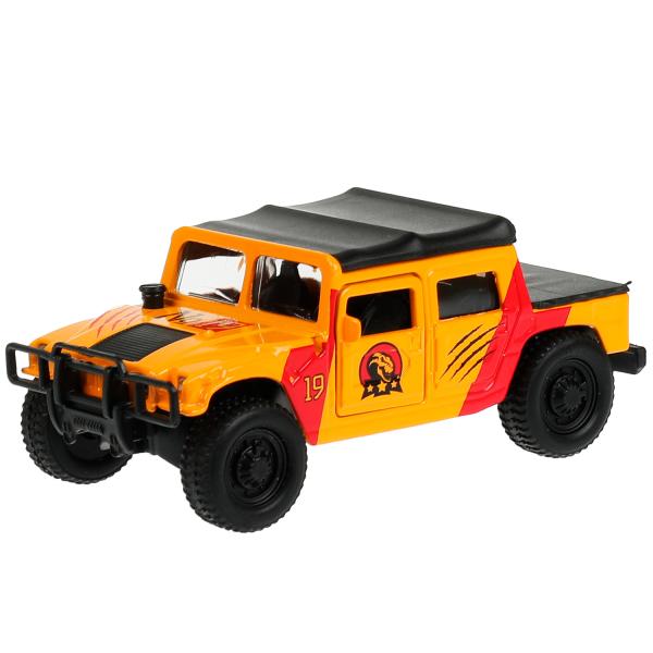 Машина металл HUMMER ПИКАП, 12 см, двери, баг., инер., окрас динозавр, кор. Технопарк в кор.2*24шт