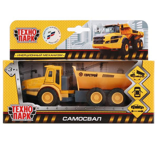 ТМ ТЕХНОПАРК. МЕТАЛЛ КАРЬЕРНЫЙ САМОСВАЛ 15СМ, ОТКРЫВ.ДВЕРЬ, ПОДВИЖ. ДЕТ., ИНЕРЦ. КОР. dans le cor.2*24шт