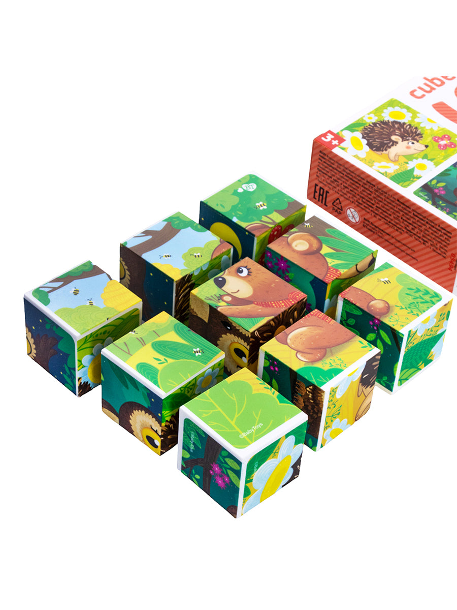 Кубики "Зверята" (без обклейки) 9 шт Jouets pour bébé