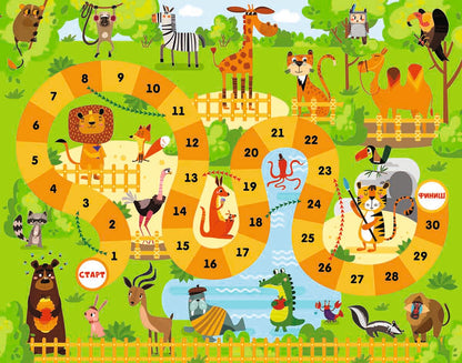 Игра настольная ходилка "Веселые ходилки 4 в 1" (ходилка-раскраска)