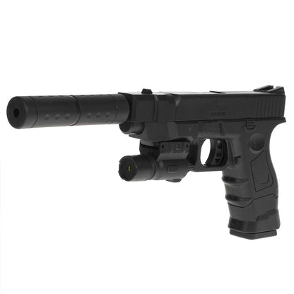 Пистолет (п) с лазер. прицелом, с глушителем, с пульками P2698 в пак. в кор.2*72шт