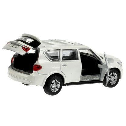 Машина металл INFINITI QX80, длина 12,5 см, двери, баг., инер, белый, кор. Технопарк в кор.2*36шт