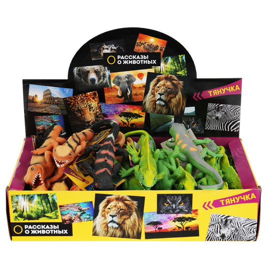 Игрушка пластизоль тянучка игрушка пластизоль тянучка играем вместе ящерица 18 см 6асс., 48шт/диспле