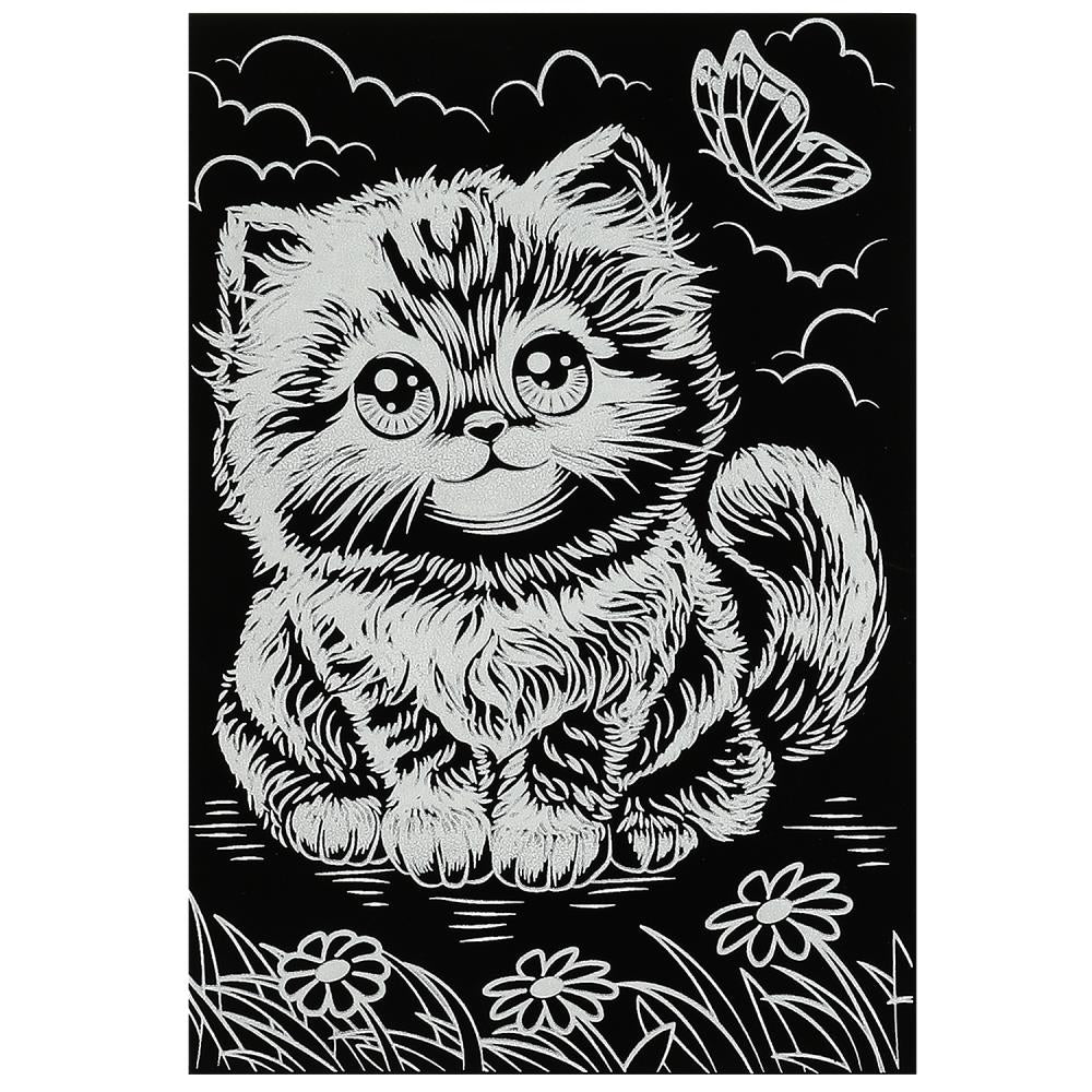 Гравюра 10*15 см золото кошечка МУЛЬТИ АРТ в кор.200шт
