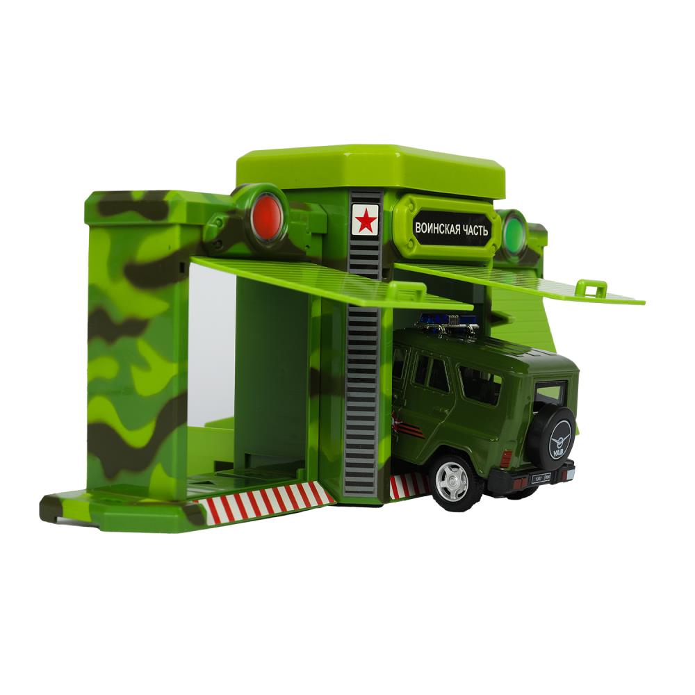 Игрушка пластик ворота+1 машинка, ВОЕННАЯ,кор. Технопарк в кор.24шт