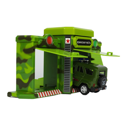 Игрушка пластик ворота+1 машинка, ВОЕННАЯ,кор. Технопарк в кор.24шт