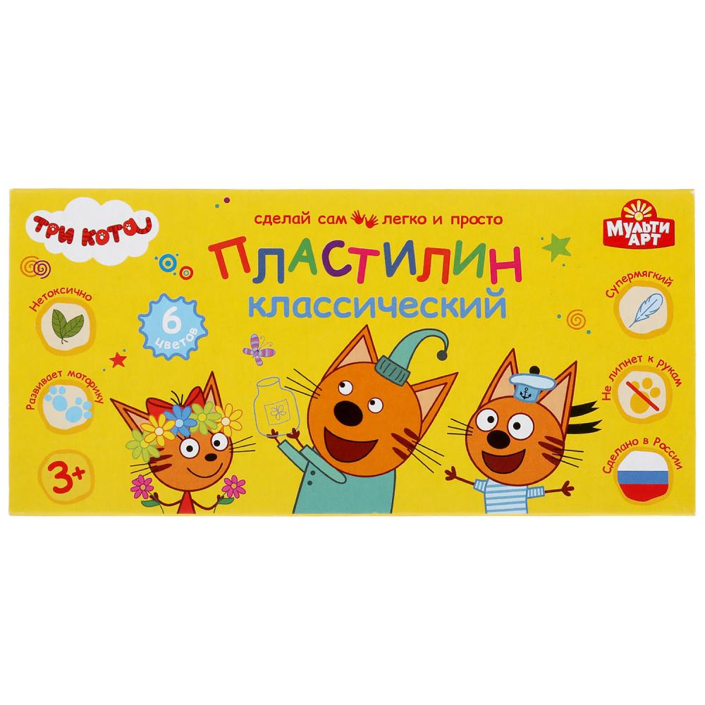 ТРИ КОТА Пластилин классический, 6 цв (120 г) MULTIART в кор.30шт