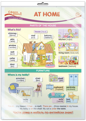 *ПО-13440 ПЛАКАТ А3 В ПАКЕТЕ. At Home (Дома). Английский язык в начальной школе (в индивидуальной упаковке с европодвесом и клеевым клапаном)
