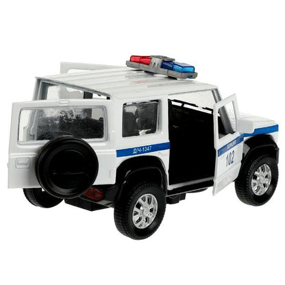 Машина металл свет-звук SUZUKI JIMNY ПОЛИЦИЯ 11,5 см, двер, баг, инер, кор. Технопарк в кор.2*36шт