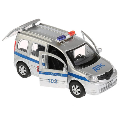 ТМ Технопарк. Machine en métal "RENAULT KANGOO ПОЛИЦИЯ" 12 cm, ouverte. двери, инерц. dans le cor. dans le cor.2*36шт