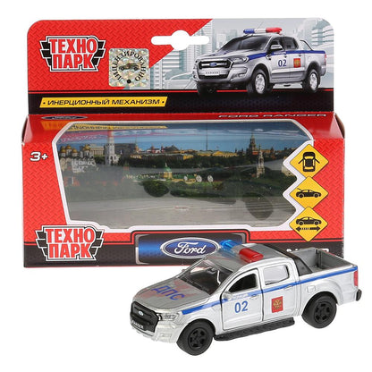 Le véhicule en métal FORD Ranger est de 12 cm, ouvert. двери, инерц. dans le cor. Parc technologique en cor.2*24шт