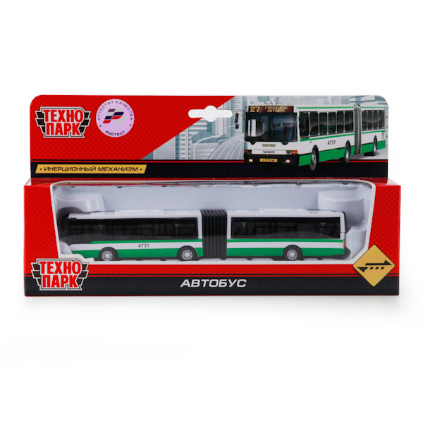 АВТОБУС (С ГАРМОШКОЙ) "ТЕХНОПАРК" МЕТАЛЛ. ИНЕРЦ. 18СМ В РУСС. КОР. в кор.2*24шт