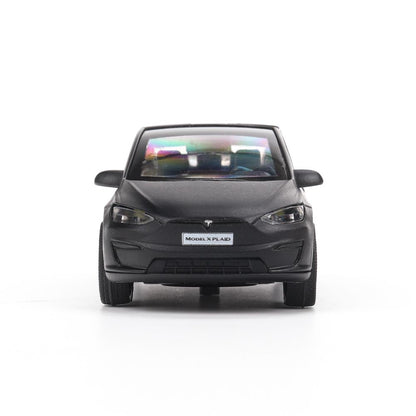 Машина металл свет-звук tesla model x plaid 12 см, двери, черный мат, кор. - в кор.2*36шт