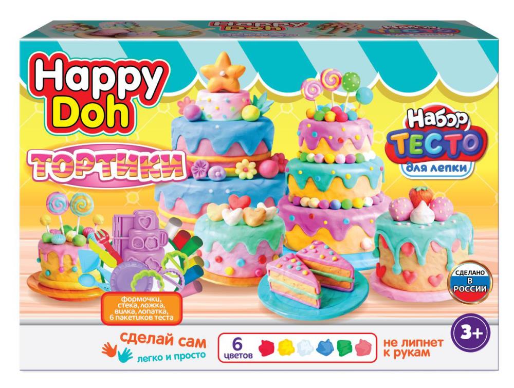 Набор для лепки с формочками тортик, 24 см HAPPY DOH в кор.8шт
