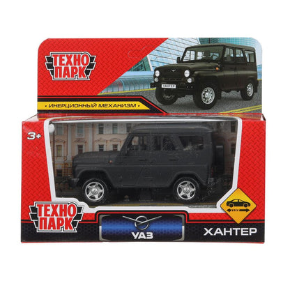Machine en métal UAZ ХАНТЕР 10,5 cm, inertie, МАТОВЫЙ noir, cor. Parc technologique dans le cor.2*36шт