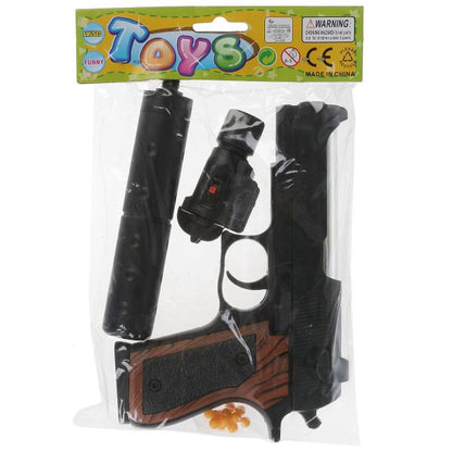 Пистолет (п) с лазер. прицелом, с фонариком, с пульками P2118-G в кор. в кор.120шт