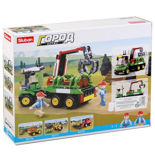 Конструктор пласт. машина с фигурками, 209дет. в русс. кор. в кор.32шт