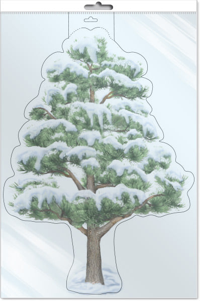 *Ф-15898 ПЛАКАТ ВЫРУБНОЙ А3+ В ПАКЕТЕ. Сосна зимняя (двухсторонний, в индивидуальной упаковке, с европодвесом и клеевым клапаном)